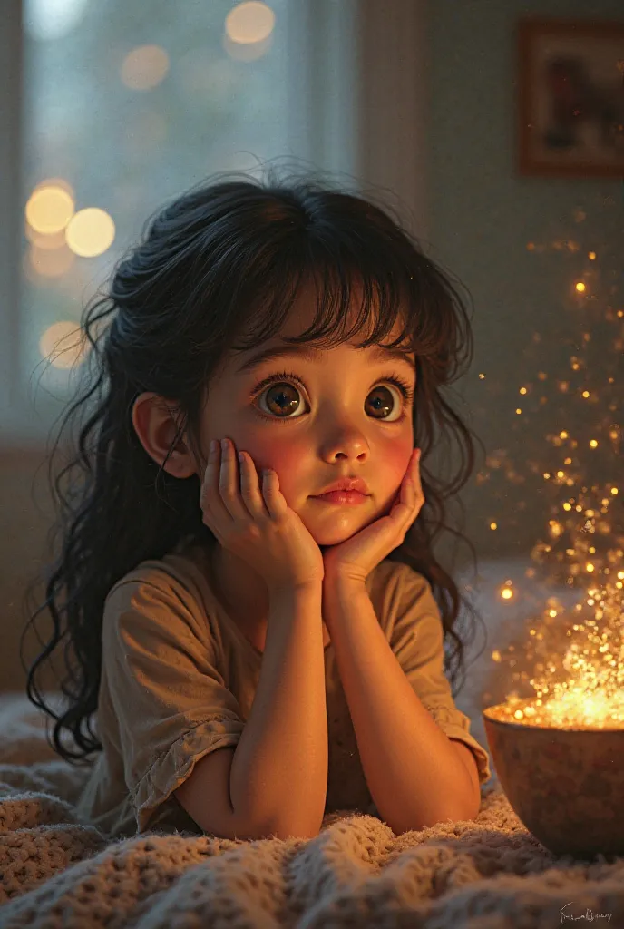 Create an image of a girl imagining something