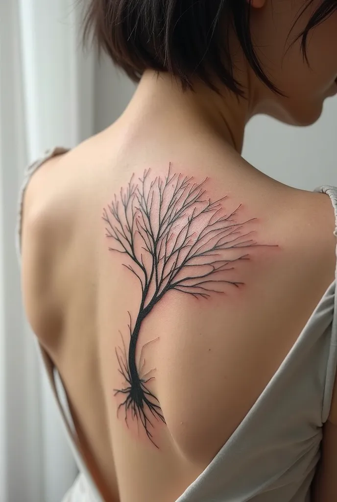 Colorless fluid tree tattoo