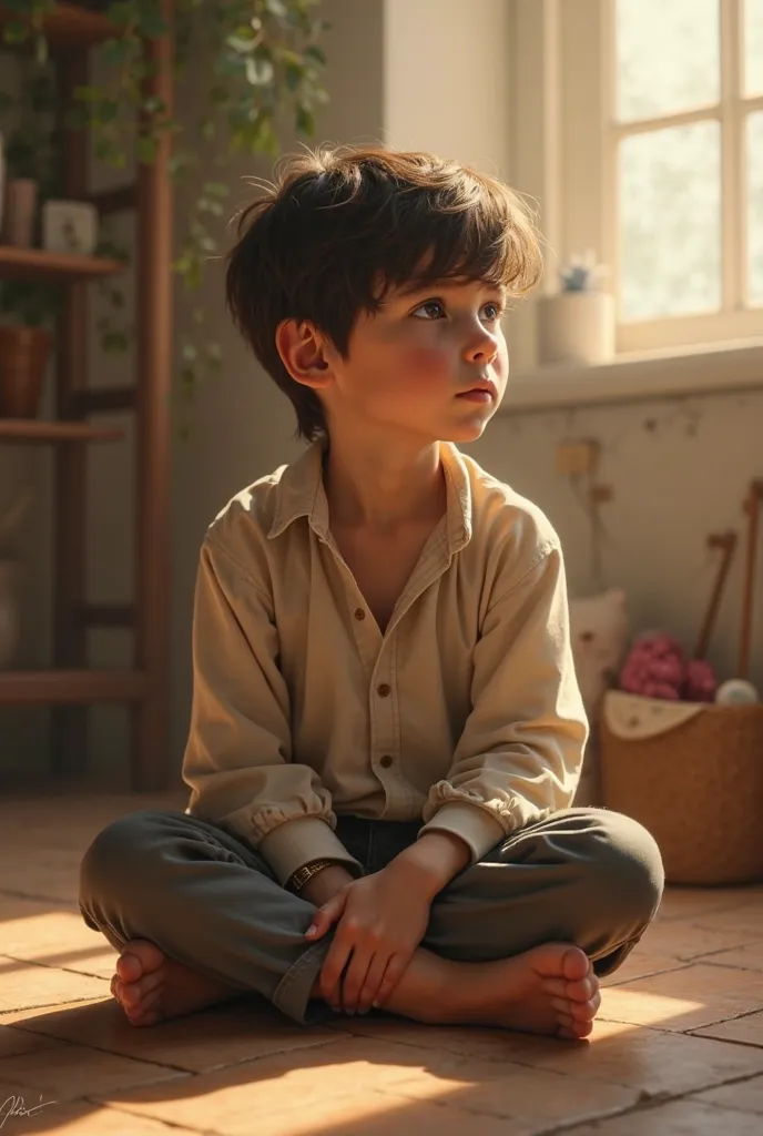 Boy sitting on the floor 