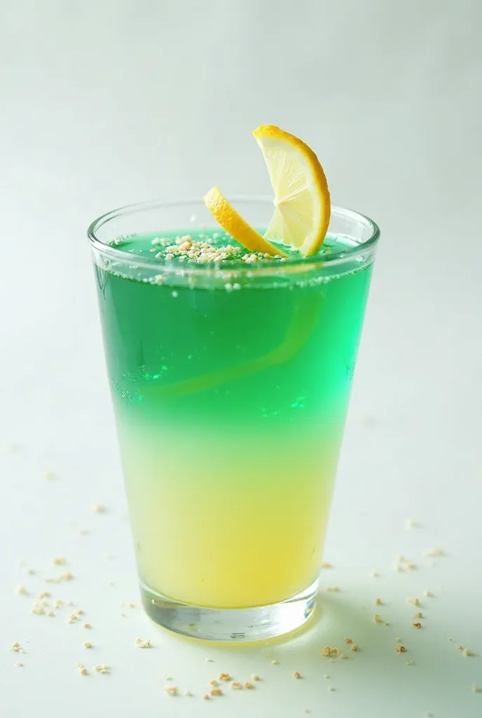 Please create a glass of green lemon jelly with condensed milk 