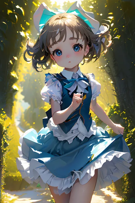  Super High Definition、 Real Photos、( extremely detailed CG Unity 8K wallpaper 、masterpiece)、(Best lighting、vest shadow、very delicate and beautiful)、ULTRA DETAILS、《Alice in Wonderland 1.2》、《 Petite baby-faced beauty with bold cropped hair ：1.5》、Run full sp...