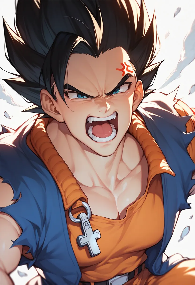 anime artwork  vegeta in grief and anguish tears anger, screaming and yelling . anime style, key visual, vibrant, studio anime,  highly detailed