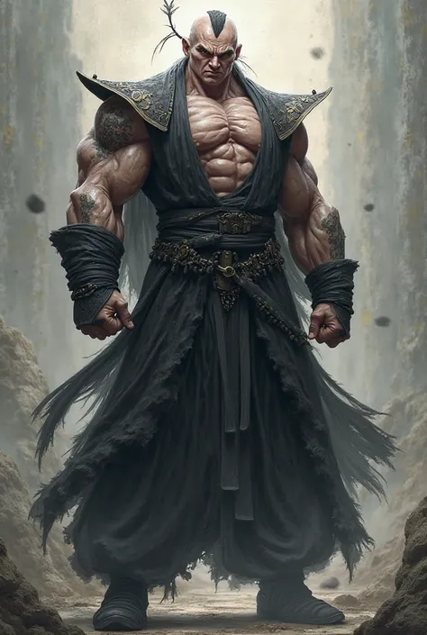 Cremae a warrior of the Majin Buu. Tall race with the structure of a martial arts fighter similar to Tojo Fushiguro from Jujutsu Kaisen.  And let him wear his black and gray clothes