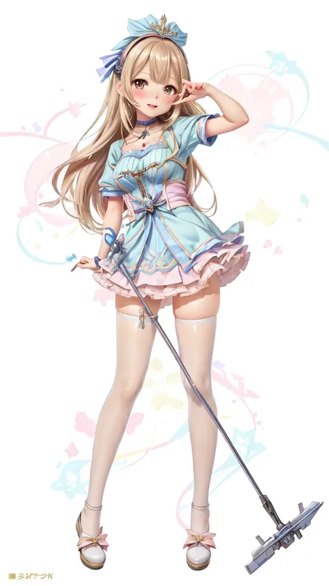 Close-up of a person holding a microphone and microphone, Kitagawa Marin Fanart, Atelier Lulua, shirabii, anime  full body illustration,  official character art , cushart krenz key art feminine, a cute anime wife wears a nice dress, ,  full body illustrati...