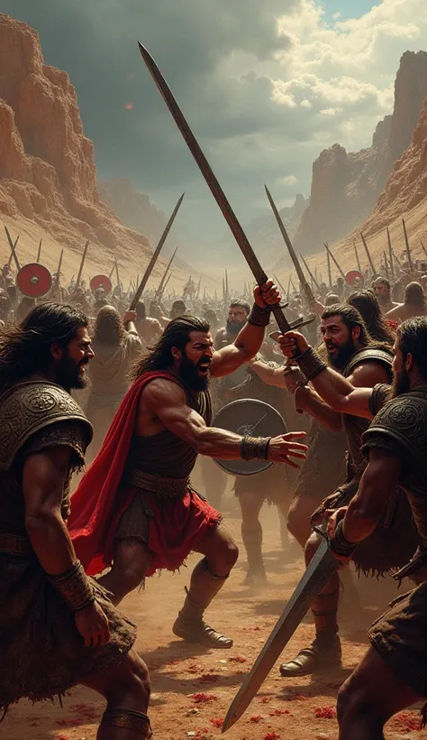 Hyper realistic ancient bloody biblical battles 