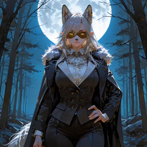 Furry woman with a full and sensual body, she has the appearance of a wolf