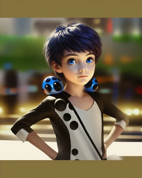 A highly detailed and realistic portrait of a male version of marinette from miraculous ladybug