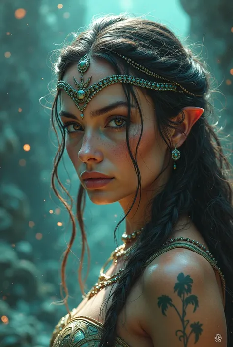 Beautiful Women form Atlantis of warrior looking in his eyes and soul