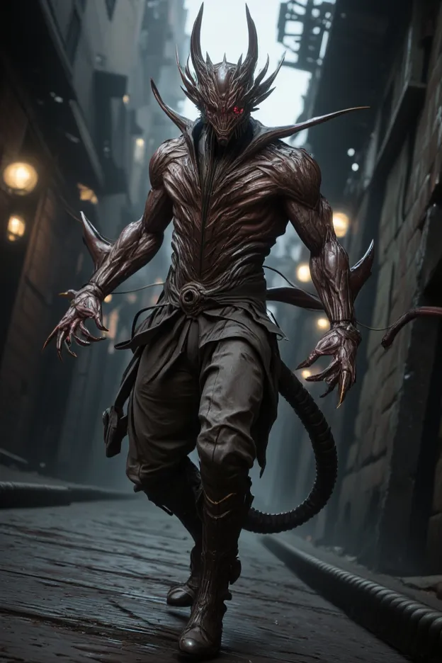 A Mimic with a human form, specifically a man over 20 years old wearing rogue clothes.