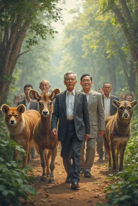 Let the leaders of Thailand walk, and have the animals of the country walk behind them 