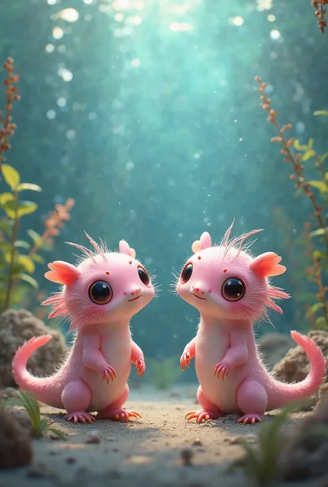 With two axolotls