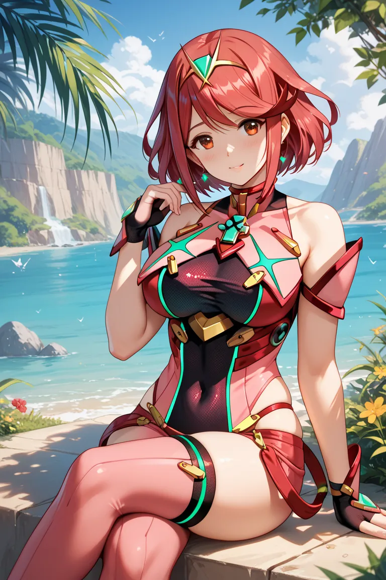 Xenoblade Pyra ,  sitting