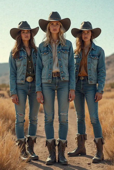 Denim hats and boots