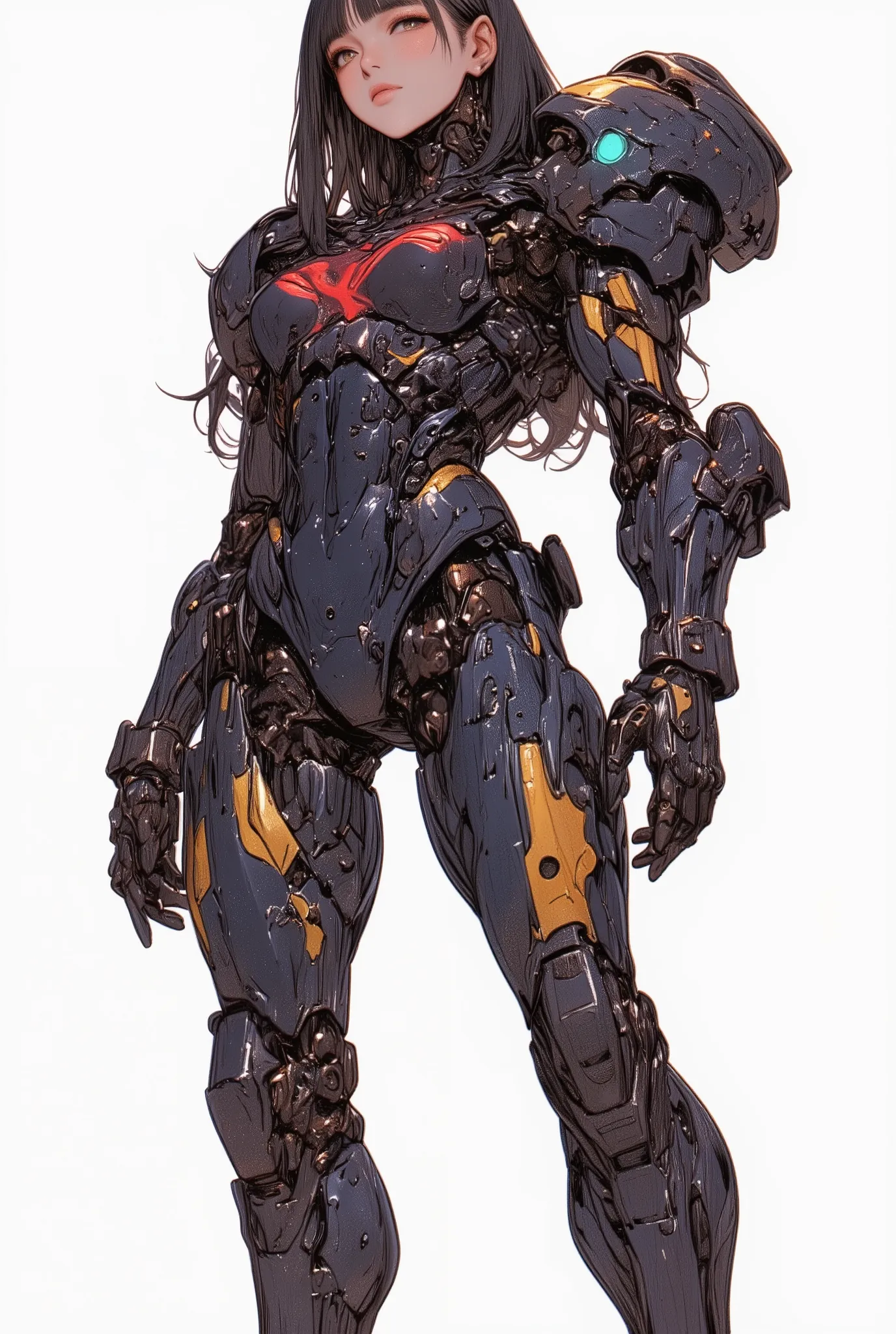 full body、A drawing of a robot with lots of different colored parts, Concept Art：Josetsu, Tumbler, chest, Samus aran fanart, doom guy resembling Samus, Samus aran, Samus, video game fan art, Metroid, Nintendo Game Art ,  Vibrant Fanart , Samus aran bioorga...