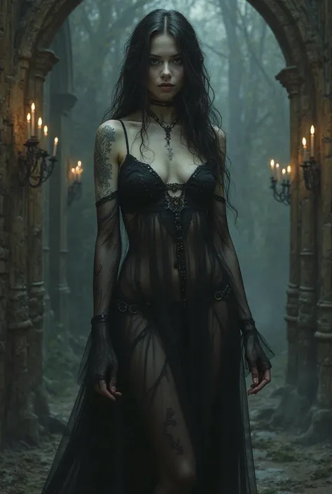 Naked gothic woman