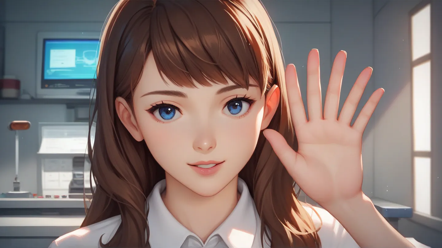 score_9, score_8_up, score_7_up, source_anime, masterpiece, best quality, lots of details, lab background, detailed lighting, BREAK
1girl, solo, 18 years old, adult, femlae version shinjieva, femlae focus, brown hair, blue eyes, long hair, white shirt, sho...