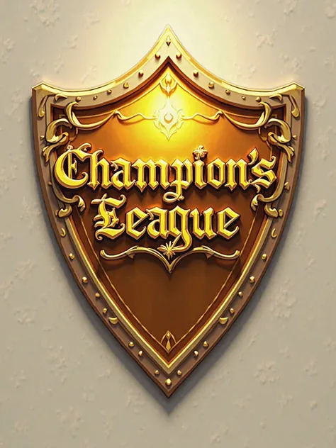 Make a logo, a golden shield, the words Champion’s League in fancy letters big and written over it. 