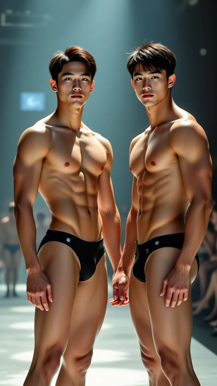 1 185cm South Korean handsome male star high school student with a Chinese male college student，(Chest Full )，（STEREO ABDOMINAL MUSCLE），（ delicate cute face ），（Fragmented cap hairstyle）， inverted triangle body ，Five-Toe ， five fingers， with no clothes ，Cro...