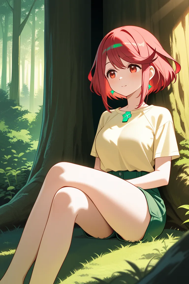 Xenoblade Pyra ,  sitting with legs crossed