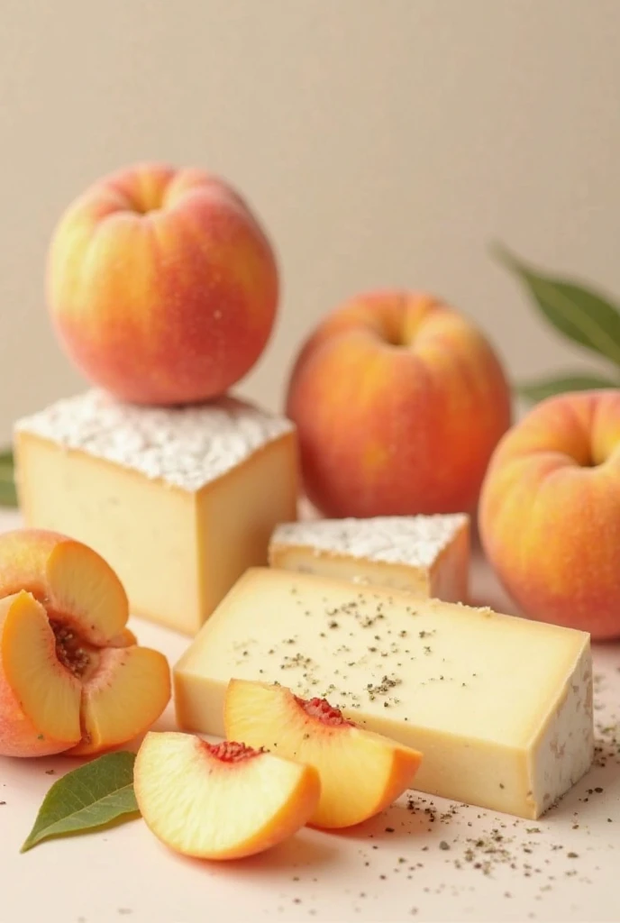 Peach fruits and cheese 