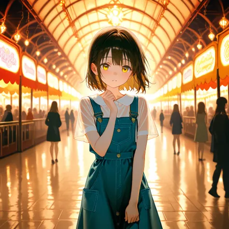 masterpiece, best quality, high resolution, anime, 1girl, sailor dress, (see through:1.4), amusement park