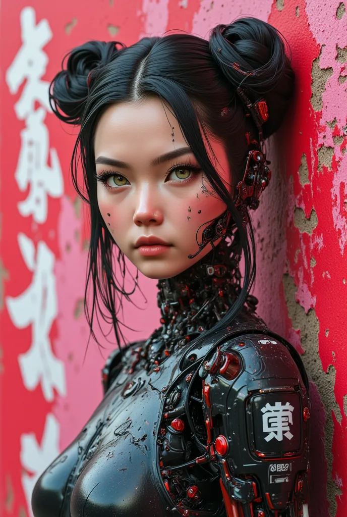 Exquisite 3d manga techno cyborg 3d ainme model, super soldier and concubine, ashtonishing and iconic,  Masterpiece, spectacular anime 3D photorealism. score_9, presenting the amazingly gorgeous Yuko a beautiful Japanese techno cyborg 3D anime machine huma...