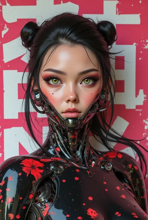 Exquisite 3d manga techno cyborg 3d ainme model, super soldier and concubine, ashtonishing and iconic,  Masterpiece, spectacular anime 3D photorealism. score_9, presenting the amazingly gorgeous Yuko a beautiful Japanese techno cyborg 3D anime machine huma...