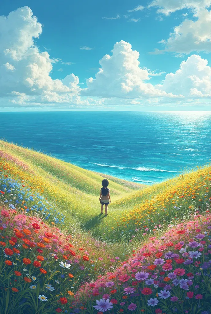 Flower fields and the sea