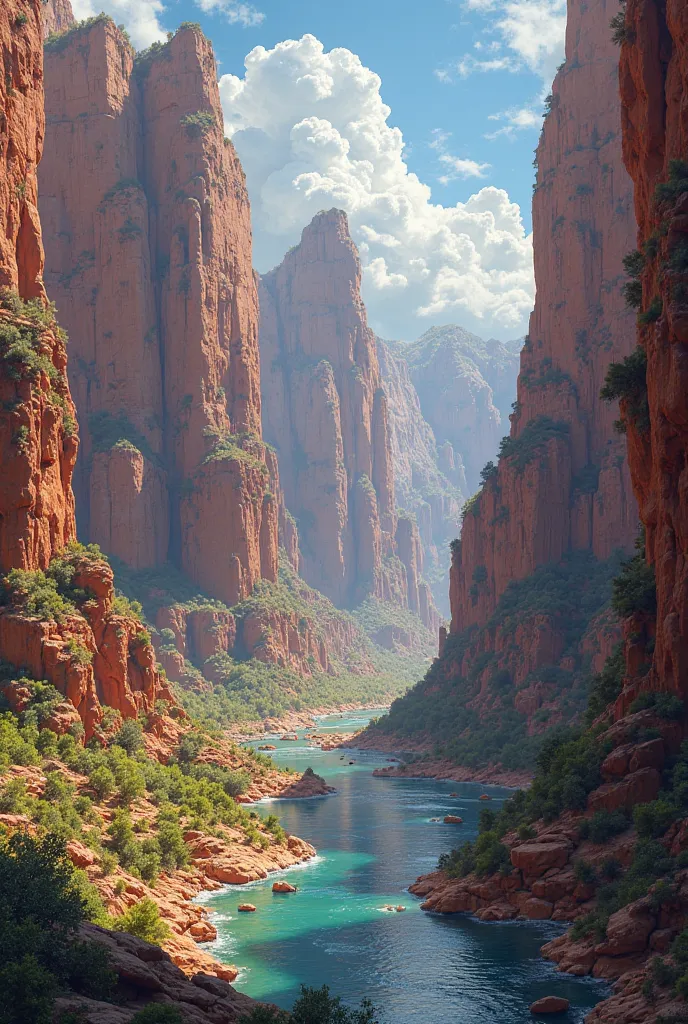 absurdres, highres, ultra detailed, HDR, master 
, best quality, scenery, landscape painting, fantasy canyon