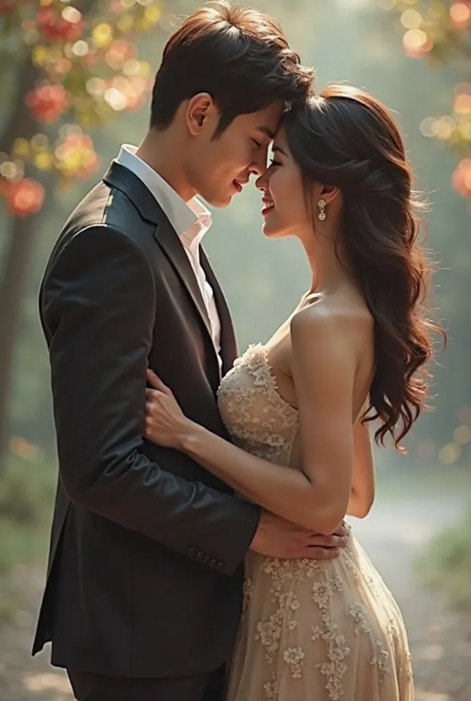 Handsome Korean Men And Women They Kiss Each Other's Bare Butts, show, 20 years old,  hug,  hugging, Touch Lips, , Romantic, slanted body , Asia,  Handsome Korean Actors, K-Pop Stars, Handsome male model,  male, Main job , best picture quality, Higher qual...