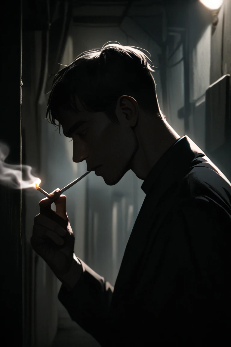 A man smoking a cigarette