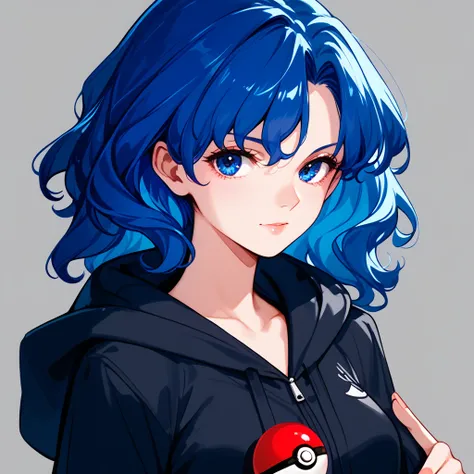 , black footwear  boots  eyes  hood  hood down  hoodie  knees  long sleeves  looking at viewer  pantyhose  pillarboxed  poke ball print  skirt  standing  genderswap  genderswap (mtf)  hand on own hip 
blue eyes  blue hair 
matou shinji 
wavy hair
Medium Br...