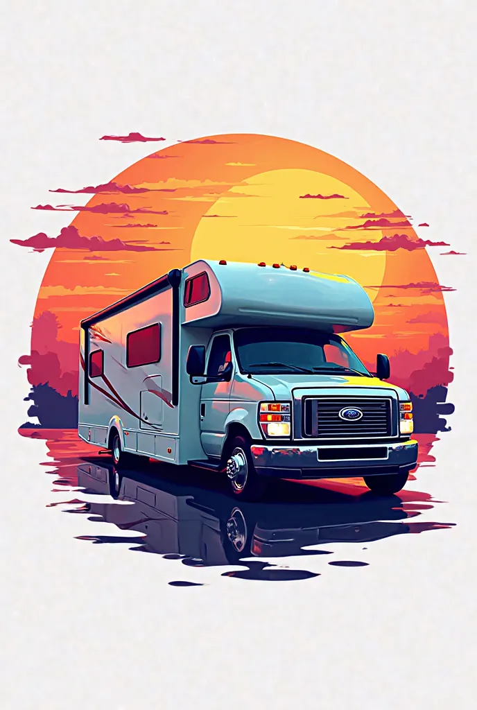 business logo for a business called 3R Express include a RV, and sunset