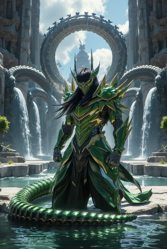 Dragon Shiryu
Objeto Principal: Dragon Shiryu, wearing its emerald green armor, with shiny metallic scales and golden details, symbolizing the strength of the dragon.

 Action or Position : Shiryu is kneeling, with one hand resting on the ground and the ot...