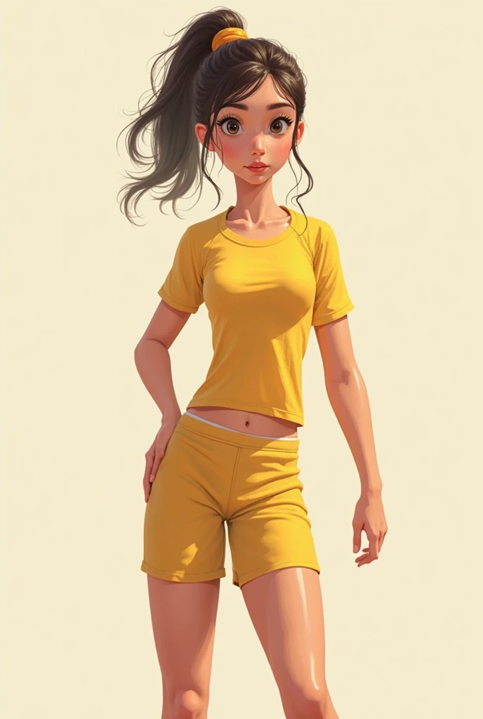 (muscular female:1.4), (loli:1.4), short pants, only girl, y-shirt