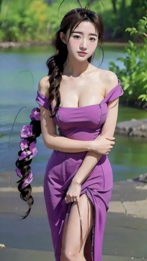 (1 lady), (Best quality at best:1.4), (ultra - detailed), (extremely detailed CG unified 16k), A Beautiful Woman with Perfect Figure: 1.4, Sharp Focus: 1.2, purple hair, very detailed, High-definition RAW color photo, professional photoshooting, amazing fa...