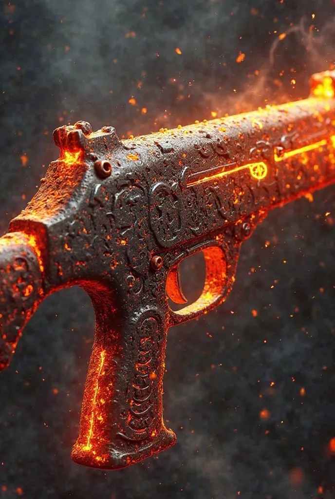 A mythical Call of Duty style uzi , Let it be made of lava, 