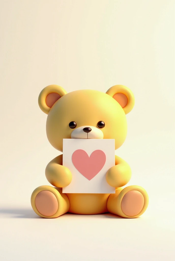 view from directly above、Teddy bear holding a love letter with both hands、 sitting、Simplify、Simplify、simplified,Simplify、One Color、Simplify、monochromatic、Three-dimensional、PASTEL COLOR、PASTEL COLORの黄色だけ、Just stuff、has only white background、dreamy,hyper det...