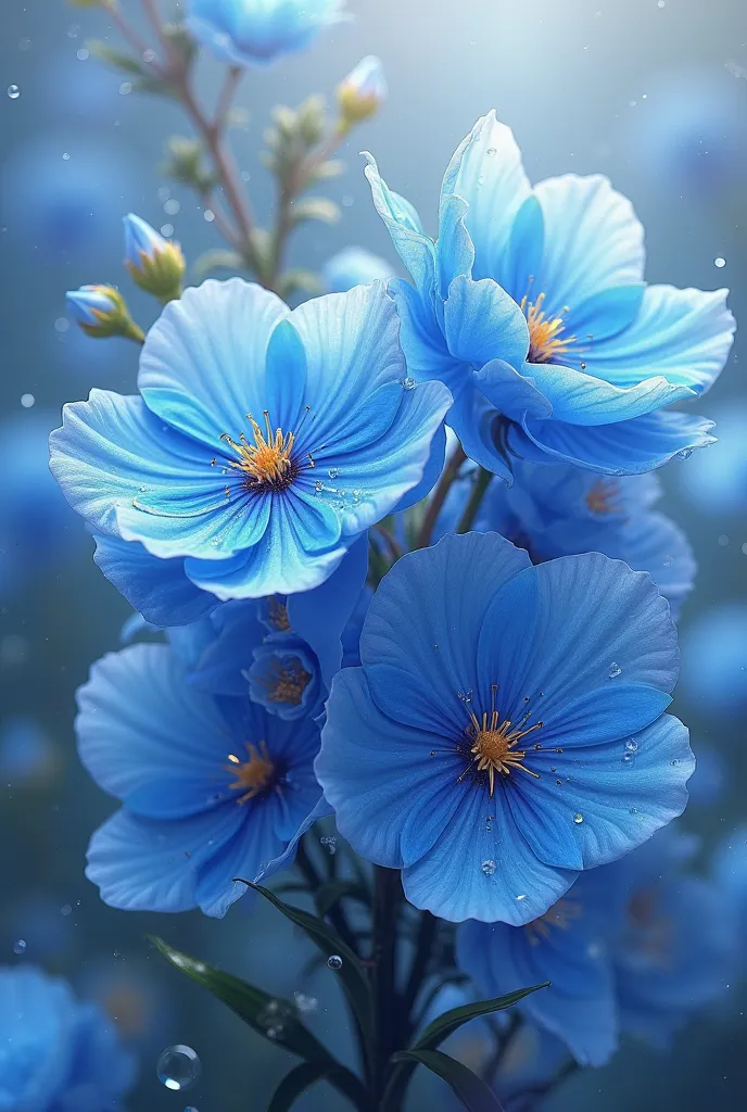 a bouquet of blue flowers blooming 