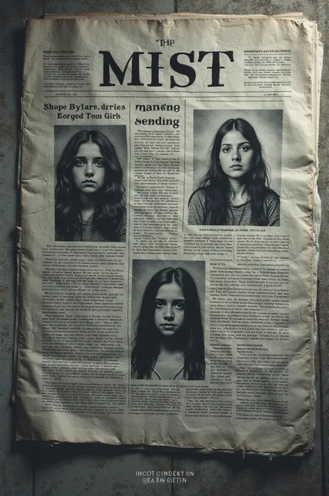 Background of a newspaper of missing young girls, color gris