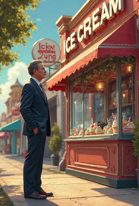 Image caption Mr. Uncle stood looking at an ice cream parlor 