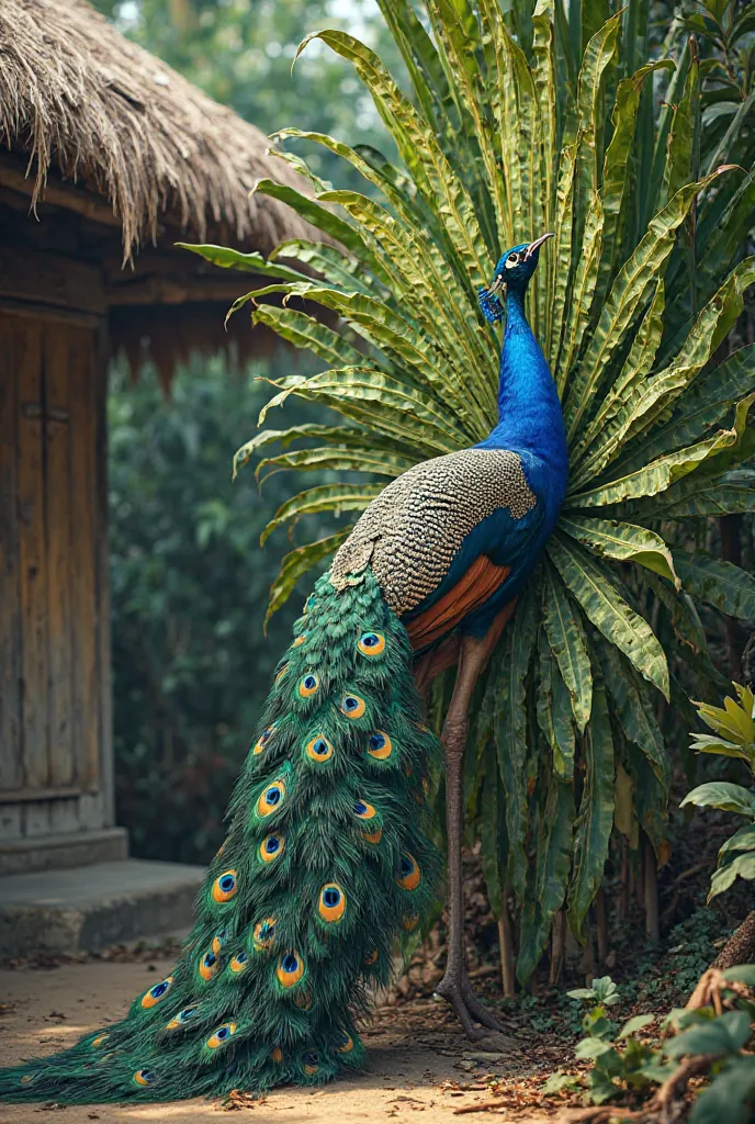 Peacock makaing using  coconut leaf for school house meet