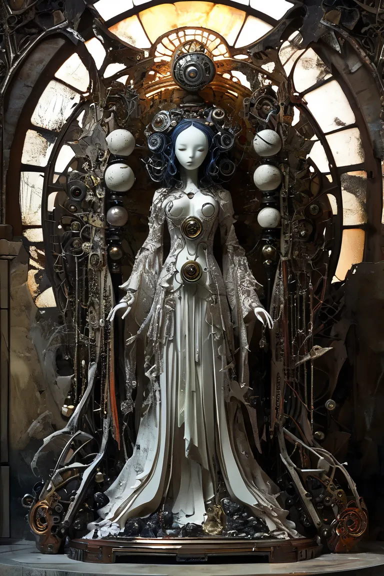 (masterpiece、Highest quality)、Super Detail、 HIGHEST DETAILS 、 spherical joint doll、layered sculpture 、(body horror: 1.4)、(生物学的mechanical)、mechanical、Avant-garde、Concept Art、Mysterious and beautiful、Dark Fantasy、purgatory、altar、Spooky and Sacred、Ancient Kin...