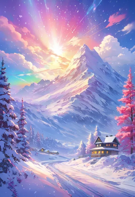 Beautiful colorful blizzard scenery