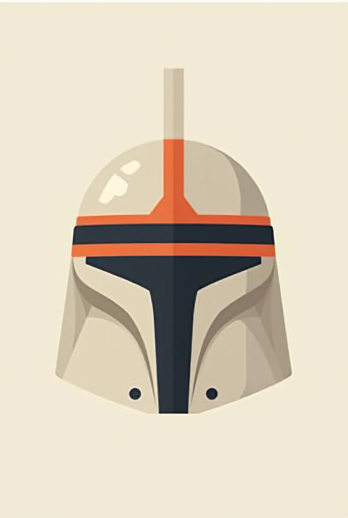 Create an image identical to the original in the flat design style,  but make the following modifications: remove the orange triangle from the top, paint the sides of the helmet, add a small red 'V' painting on the forehead and include raised binoculars on...