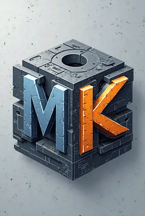 A modern and professional logo featuring the initials 'M' and 'K' in a monogram style. The design should incorporate elements representing SolidWorks, drafting, and engineering solutions, such as blueprint lines, gears, rulers, or calipers. The typography ...