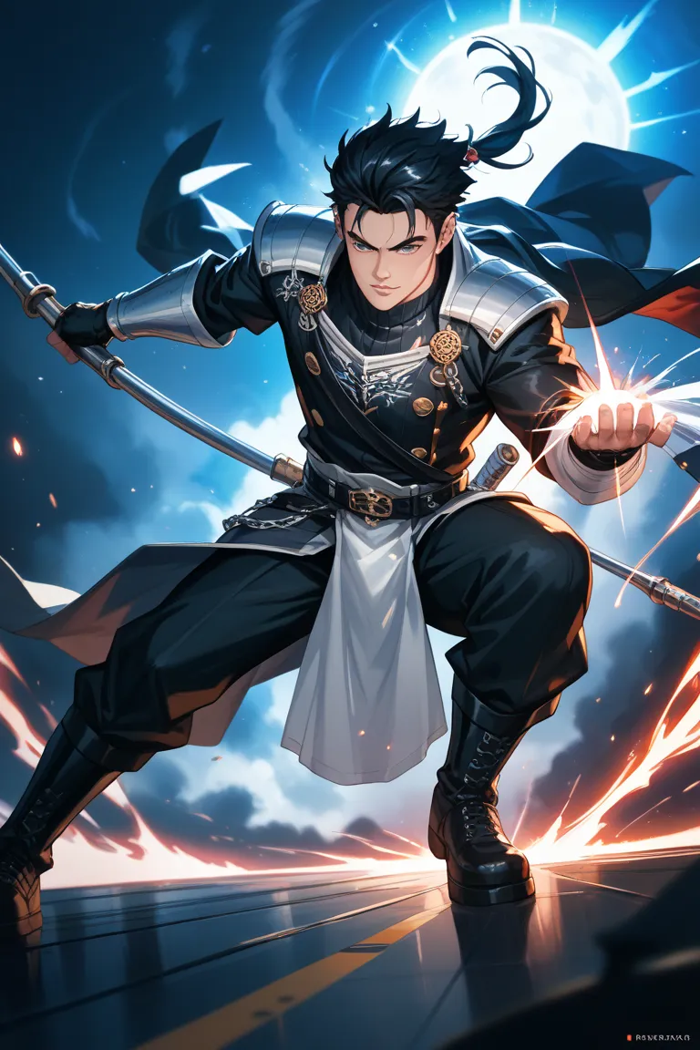 Man Cool Anime Hairstyle Cool Black Haired Swordsman: Power of Darkness