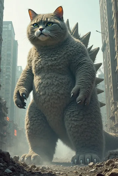 Fat Godzilla cat