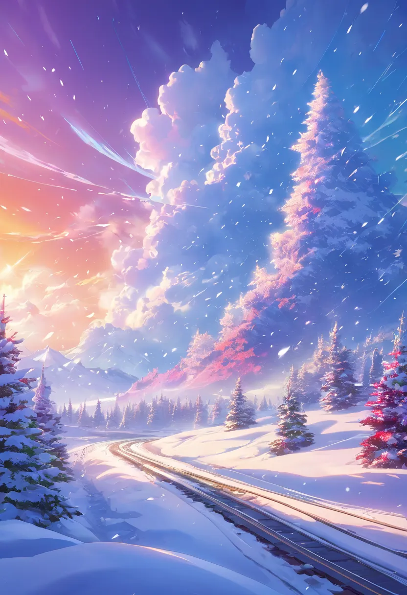 Beautiful colorful blizzard scenery