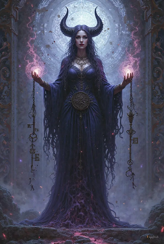 Hecate and his keys over the veil of the underworld 